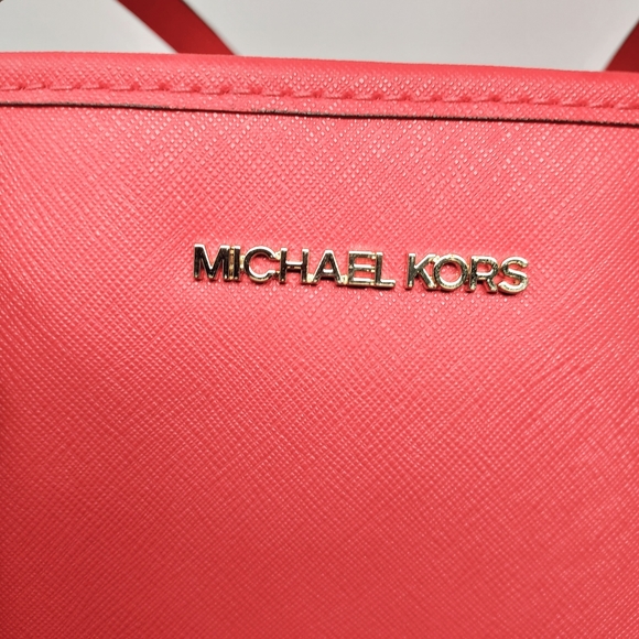 NEW Michael Kors Red Orange Large Tote Purse - Picture 6 of 11